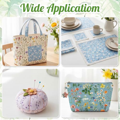 Tatuo 30 Pieces 10 x 10 Inches Summer Floral Cotton Fabric Bundle Squares Patchwork Floral Fabric Sewing Quilting Bundles Assorted Pattern Cloth for DIY Scrapbook Craft Making - style: Classic Wildflower