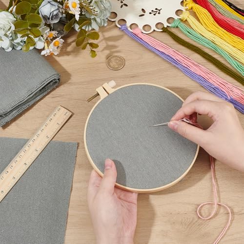 BENECREAT 20 Sheets Linen Embroidery Fabric, 9.8x9.8 Inch Square Stitch Embroidery Cloth, Gray Needlework Fabric for Garments Embroidery Cloth - color: Gray