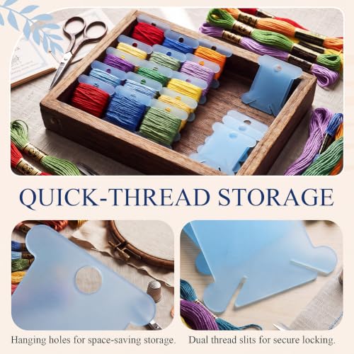 Tranqun 500 Pcs Plastic Embroidery Floss Bobbins, Thread Organizer,Blue - color: Blue
