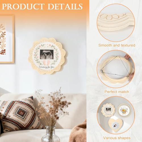 4 Sets Wood Embroidery Hoop Frame 8 Inch Embroidery Display Frame Large Round Wooden Embroidery Frame for Finished Cross Stitch Hoop Frame DIY Decor Sewing Ornaments - style: Burnt Orange