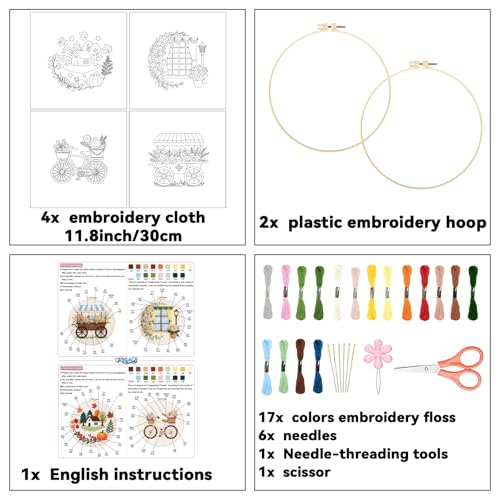 ORIGACH 4 Pack Daily Life Embroidery Kit for Beginners - style: Daily Life
