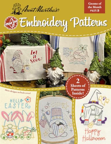 Aunt Martha's Gnome of the Month #415 Embroidery Iron on Transfer Pattern