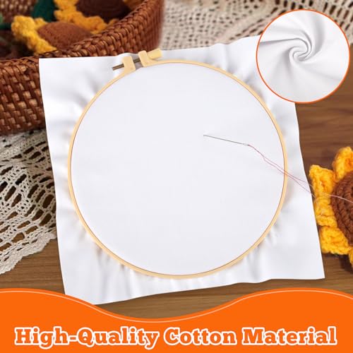 10 PCS White Cotton Embroidery Fabric Cloth (13.8 × 13.8 Inch) - size: 13.8 × 13.8 Inch