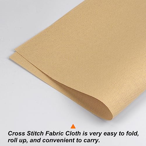HARFINGTON 14 Count Cross Stitch Cloth Fabric 20 by 28 in Dark Khaki - color: Dark Khaki, size: 14 Count