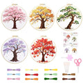 ORIGACH 5 Pcs Seasonal Tree Embroidery Kit for Beginners - style: Seasonal Tree