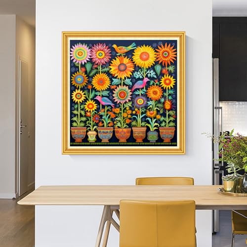 Foxhool Stamped Cross Stitch Kits,11CT Printed Cross Stitch Pattern Full Embroidery Kits for Beginner Needlepoint Kits-Magic Flower Bonsai 18x18 inch - color: Craftpatterns19