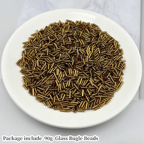 90g Glass Bugle Beads 7x2mm Embroidery Tube Glass Spacer Bulk Small Craft Long Beads for Necklaces Bracelets Earrings DIY Jewelry Making(Dark Coffee) - color: Dark Coffee