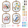 ORIGACH 4 Set Hummingbird & Flower DIY Embroidery Kit for Beginners Adults - style: Hummingbird and Flower