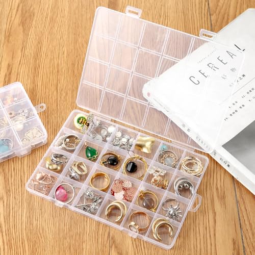 2pcs Plastic Organizer Container Box with Adjustable Dividers, 36 Grids Clear Plastic Parts Organizer Box Compartment Container for Bead, Nail, Jewelry, Art, DIY Crafts, Fishing Tackle, Small Items.