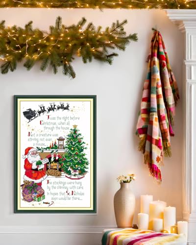CaptainCrafts New Cross Stitch Kits Full Range Embroidery Kit Christmas Style Christmas Stockings Pattern Printed 14CT Fabrics Kits for Adults Beginners (Stamped 14CT, Merry Christmas) - color: Merry Christmas, size: Stamped 14CT