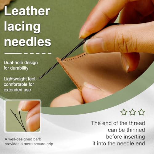 ZMAAGG Leather Sewing Needles, Needle Bottle, 21 PCS 3 Sizes Leather Needle