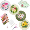 Bonroy 4 Sets Embroidery Set for Beginners, Art Craft, Easy Sewing Embroidery Kit Includes Embroidered Clothes with Patterns, Embroidery Hoops, Instruction Manual, Color Stitch Set (3) - color: Sunflower