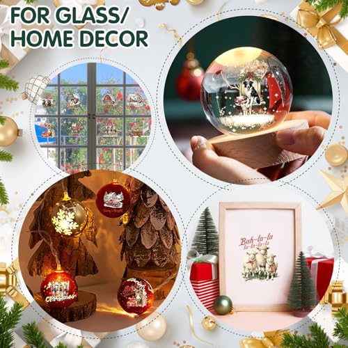 ZMRU 24 Sheets Vintage Christmas Rub On Transfers for Crafts, Rub On Transfers Christmas for Wood，Furniture Decals, Glass, Porcelain, Leather, Canvas, Fabric Projects,3 * 3inch(Farm Christmas) - color: Cottage farm Christmas