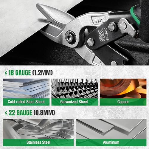 SK Tin Snips Heavy Duty, Left, Right and Straight Cut Aviation Snips Set - size: 10" Left, Right, Straight Cut