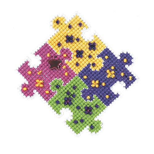 Puzzled Beaded Counted Cross Stitch Ornament Kit Mill Hill 2021 Spring Bouquet MH182112, multi