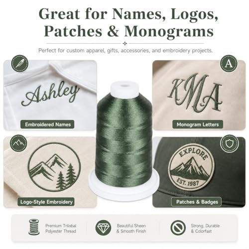 Simthread 5500Yds/5000M 40WT Polyester Embroidery Thread Green 519 - color: Green-519