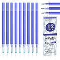 Vanstek 12 Blue Erasable Gel Pen Refills, Gel Ink Refills Compatible with Erasable Pens, Fine Point 0.7 mm, Perfect for Writing Planner & Crossword Puzzles - color: 12 Pack Blue Refills