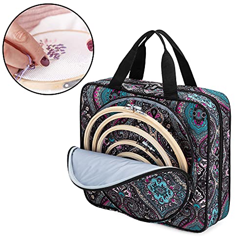 LoDrid Embroidery Project Bag, Square Supplies Storage Tote, Totem - color: Totem