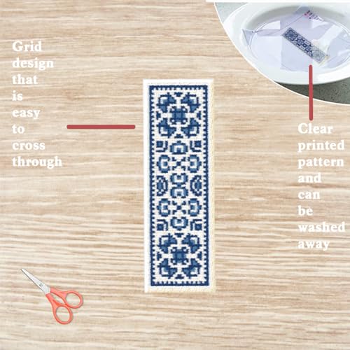 FREEBLOSS 6 Set Cross Stitch Bookmark Kit Bohemian Folk Pattern 8 * 2.4" - style: Victoria Pattern