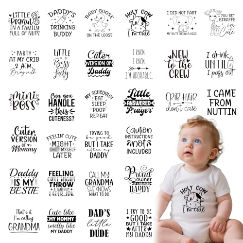 30 Pcs Baby Shower Dtf Transfers Ready to Press for Bibs Bodysuit - color: Baby Shower