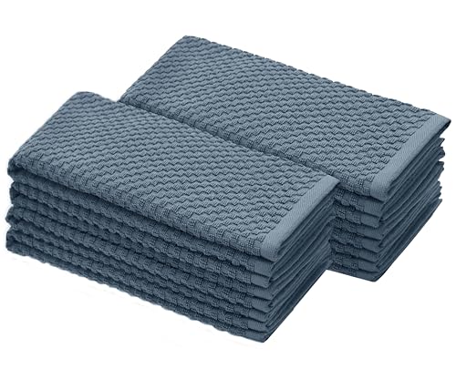 COTTON CRAFT Amazing Kitchen Towels - 8 Pack 100% Cotton Waffle Terry Towel - color: Blue, size: 8 Pack