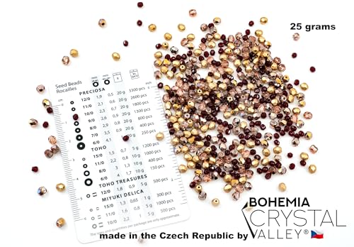 0.88oz (Approx. 500 Beads) Mix of Faceted Fire Polished Pressed Czech Glass Beads, Sparkling Shiny Mix BCV - color: Mix 02 Red Gold