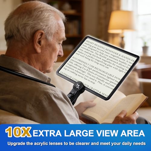 10X Magnifying Glass with Light for Reading