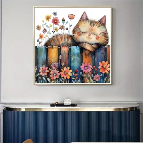 Cat Flowers Stamped Cross Stitch Kits for Adults Beginner, Counted Cross Stitch Kits Printed Stitching Cute Patterns Dimensions Needlepoint Art Crafts Embroidery Kits for Adults - color: Cross Stitch-1222-3