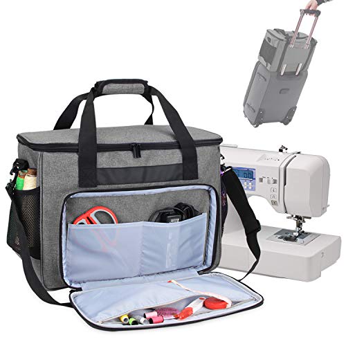 Teamoy Sewing Machine Case, Carrying Tote Bag Storage Organizer, Gray - color: Gray