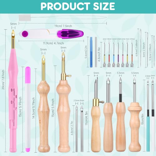 37Pcs Punch Needle Kit, Punch Needle Tools Set with Storage(Purple) - color: Purple