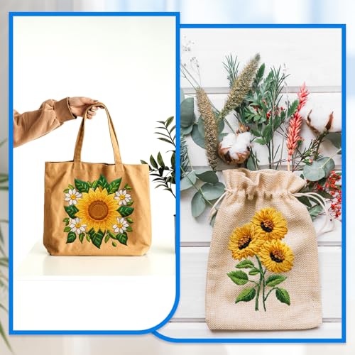 17 PCS Water Soluble Embroidery Patterns Sunflowers Bouquets Stick and Stitch Embroidery Patterns Wash Away Transfer Paper for Hand Sewing Lover Beginners