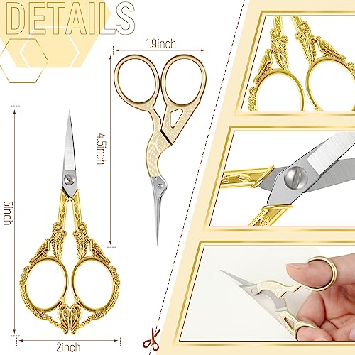 Therwen 4 Pcs Vintage European Embroidery Scissors