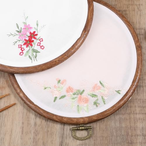 Oqqlin 15 Pcs Round Embroidery Hoops, 6 Inch Imitation Wood Cross Stitch Hoop Ring Round Rubber Embroidery Frame Hoop for Sewing, DIY Craft, Hanging Ornaments - size: 6 inch