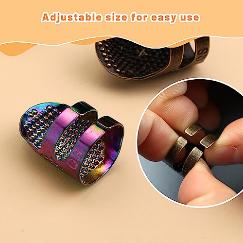 ZMAAGG Thimbles for Hand Sewing, 6 PCS Sewing Thimble, Metal Thimble - size: M-Primary Set