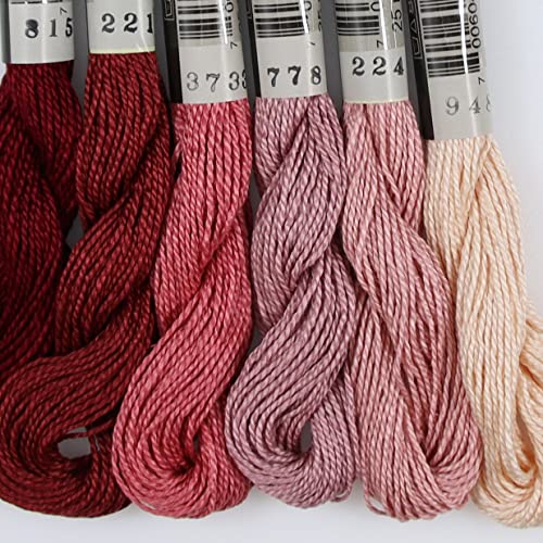 KCS 162 Yards(150 Meters) Mercerized Pearl Cotton Crochet Needlepoint Thread,Size 5,6 skeins,Mixed Color 03 - color: 6color03, size: 6 skeins