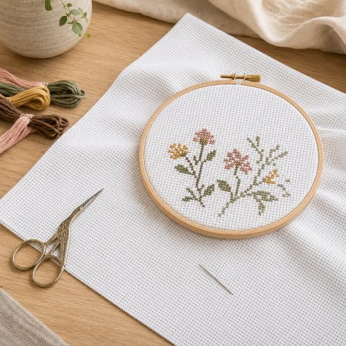 6 Count Aida Cloth Extra-Large Holes Cross Stitch Fabric, White, 59" W x 39" L - size: W59" x L39"