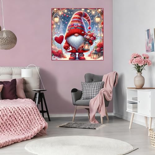Valentine's Day Stamped Cross Stitch Kits for Beginner, Gnome Love Needlepoint Counted Cross Stitch Embroidery Kits for Adults, 11CT Flowers Dimensions Counted Cross Stitch Patterns Arts Craft Kits - color: Valentine 2