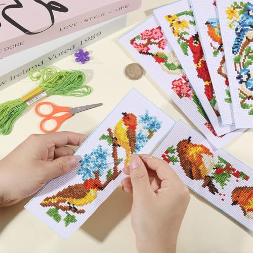 ORIGACH 6 Set Birds Cross Stitch Bookmark Kit for Beginner - style: Birds