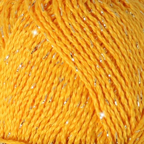 Scheepjes Catona Shine Cotton-Metallic Yarn, 50 g, Color 208-G Yellow Gold - color: 208-G Yellow Gold - Gold