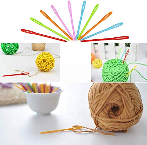 100 Pieces Colorful Plastic Sewing Needles, 7CM Length, Large Eye 2mm x 15 mm, Blunt Needles, Learning Needles, Plastic Yarn Needles, Safety Lacing Needles,Darning Needles - size: 7cm