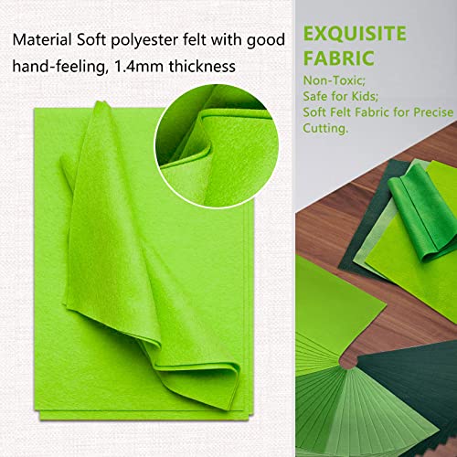 Jtnohx Soft Felt Sheets Felt Fabric for Crafts 4 Colors 40Pcs Green Series - color: Green Series