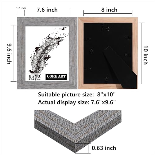 CORE ART 8x10 Picture Frame, Solid Wood Rustic Dark Gray - color: Dark Grey, size: 8x10 - 1 pack