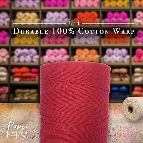 100% Cotton Loom Warp Thread (Red), 8/4 Warp Yarn (800 Yards), Perfect for Weaving: Carpet, Tapestry, Rug, Blanket or Pattern - Warping Thread for Any Loom - color: Red