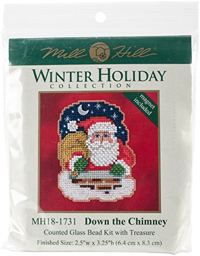 Down The Chimney Beaded Counted Cross Stitch Christmas Ornament Kit Mill Hill 2017 Winter Holiday MH181731