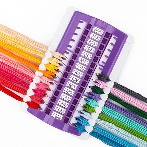 Luxiv 30 Position Embroidery Floss Organizer, Thread Shelf with 15P Card - color: Purple, size: 30 Positions