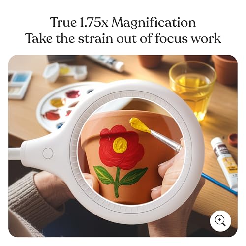 Brightech LightView Flex Magnifying Desk Lamp with Clamp, 1.75X Light Magnifier, Adjustable Magnifying Glass with Light for Crafts, Reading, Close Work - color: White