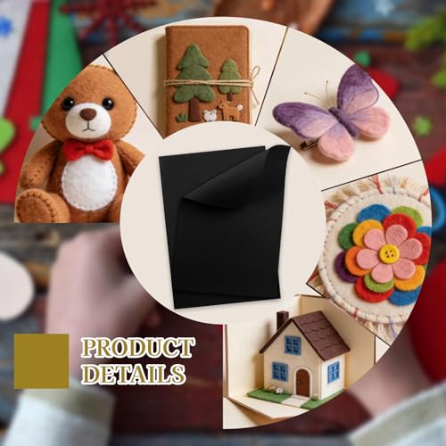 12 Pcs Felt Sheets, 7x11 Inch Stiff Felt for Crafts DIY, Black - color: Black