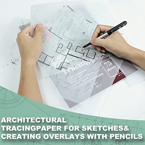 SuFly Tracing Paper for Drawing, 9'' X 12'' Tracing Paper Pad, 75 Sheets - color: Clear, size: 9 in. x 12 in. (1 Pack)