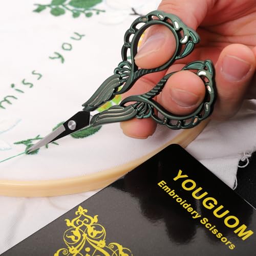 YOUGUOM Mini Crochet Scissors with Cover, Small Sewing Shears - color: Golden Green