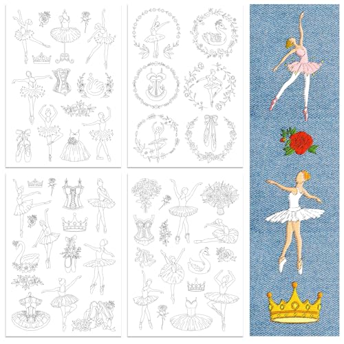 Peacoblue Ballet Stick and Stitch Embroidery Patterns, Water Soluble - color: Ballet